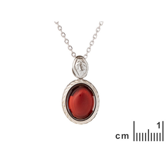 Natural red garnet pendant, aged 925 silver, diameter 1x1.2+0.6 cm