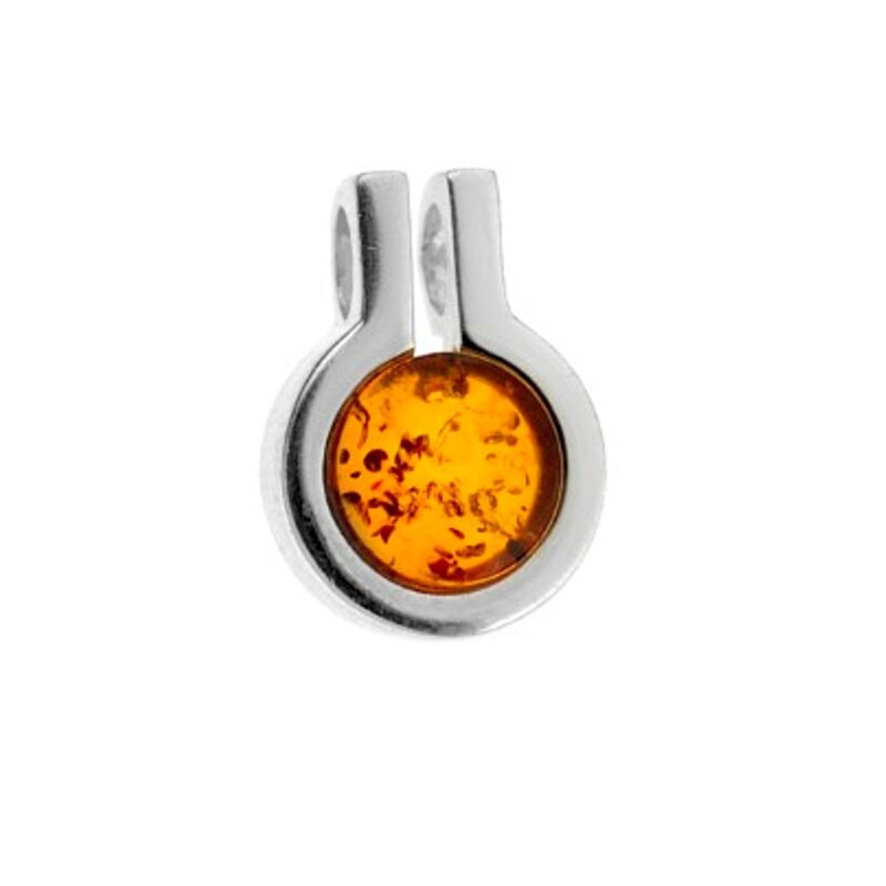 Runder Ostsee-Cognac-Bernstein-Anhänger, rhodiniertes 925er Silber