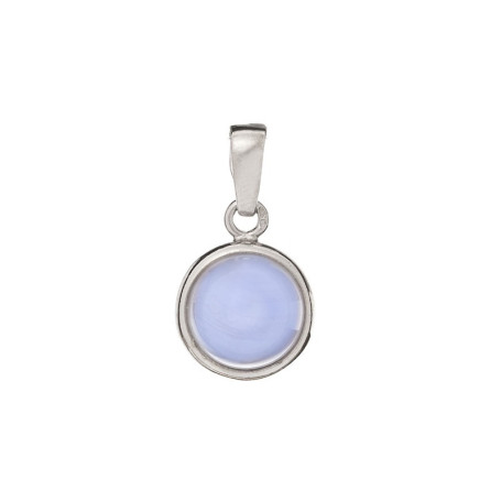 Colgante de ágata azul natural con encaje, plata 925 rodiada, diámetro 1,2+0,8 cm