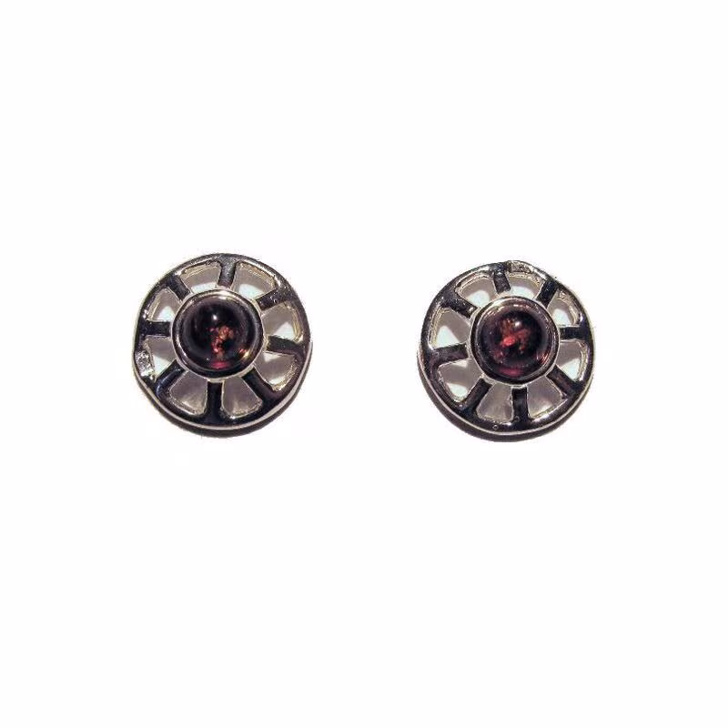 Baltic Sea cognac amber ball stud earrings, 925 silver