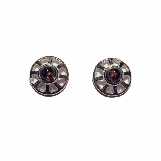 Baltic Sea cognac amber ball stud earrings, 925 silver