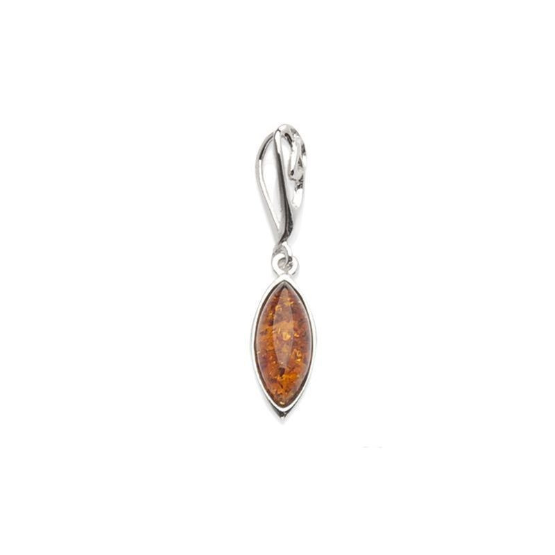 Colgante de ámbar natural, plata 925 rodiada, diámetro 0,6x3,5 cm