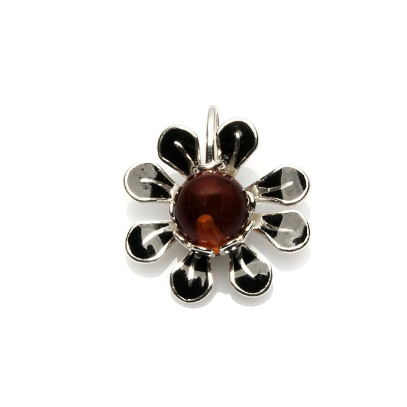 Colgante de ámbar del mar Báltico, plata 925 rodiada