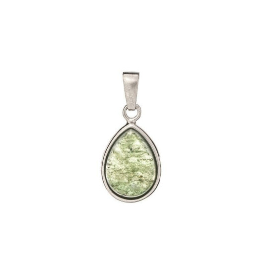 Colgante de gota de aventurina verde, plata 925 rodiada, diámetro 1,2x1,5+0,8 cm