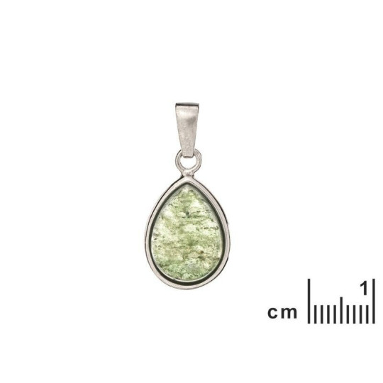 Grüner Aventurin Tropfenanhänger, rhodiniertes 925 Silber, Durchmesser 1,2x1,5+0,8 cm