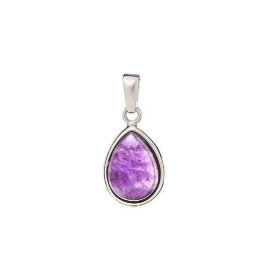 Ciondolo ametista viola, argento 925 rodiato, diametro 1,2x1,5+0,8 cm