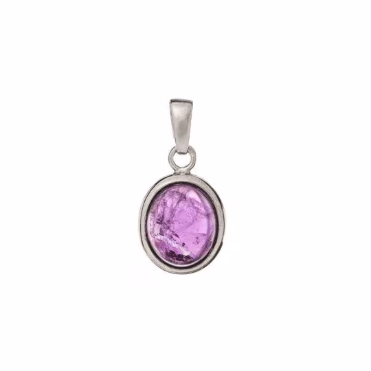 Pendentif en améthyste naturelle ovale, en argent 925 rhodié