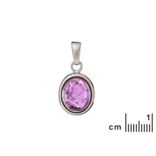 Pendentif en améthyste naturelle ovale, en argent 925 rhodié