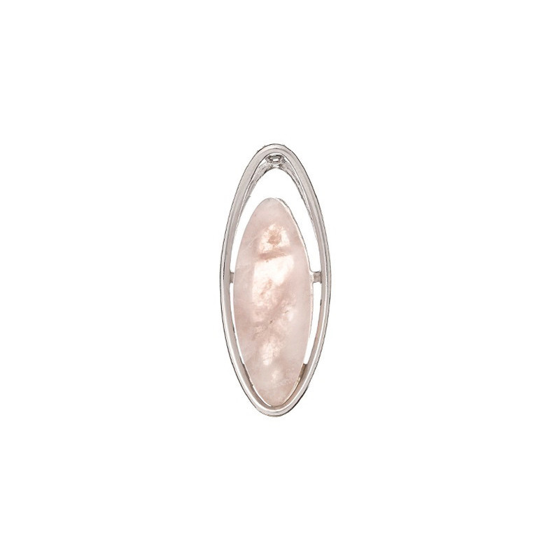 Pendentif en quartz rose naturel, en argent 925 rhodié