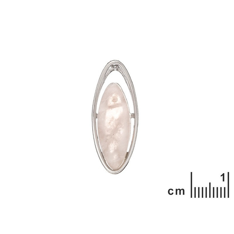Pendentif en quartz rose naturel, en argent 925 rhodié