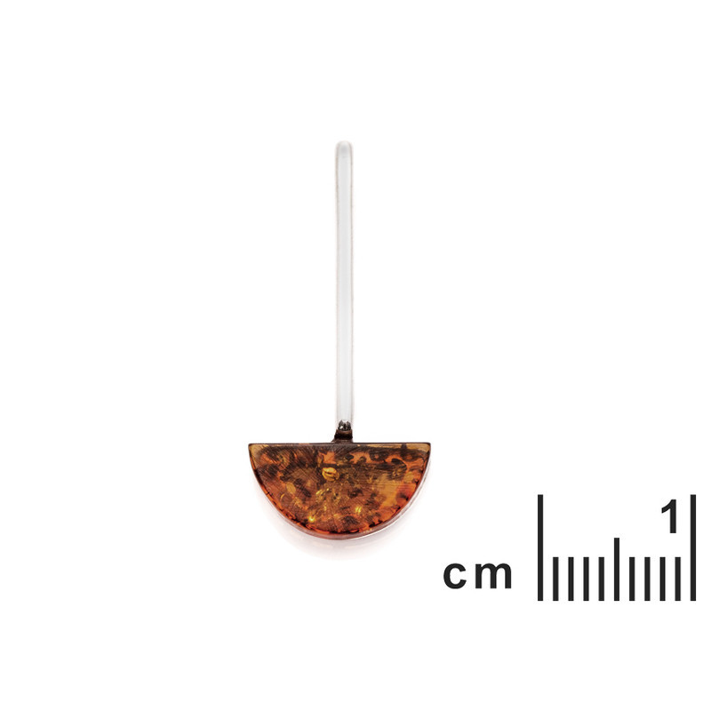 Pendentif demi-cercle en ambre naturel, argent 925 rhodié, diamètre 1x2,5 cm