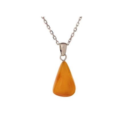 Natural Baltic Sea amber drop pendant, 925 silver