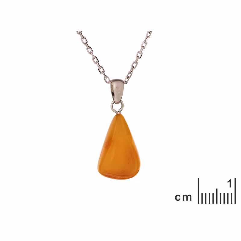 Pendentif en ambre naturel de la mer Baltique goutte, en argent 925