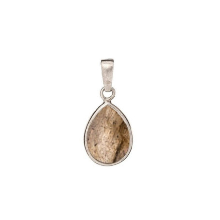 Labradorite drop pendant, rhodium-plated 925 silver, diameter 1.2x1.5+0.8 cm