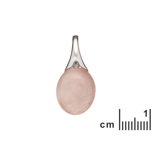 Pendentif en quartz rose naturel, argent 925 rhodié, diamètre 1,2x2,5 cm