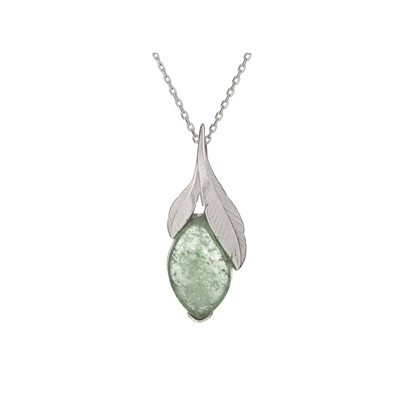 Natural quartz pendant, rhodium-plated 925 silver