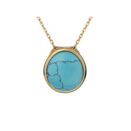Colgante de turquesa azul, plata 925 dorado , diámetro 1,1x1,3 cm