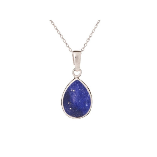 Pendentif goutte en lapis lazuli, argent 925 rhodié, diamètre 1,2x1,5+0,8 cm