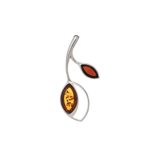 Pendentif en ambre naturel, argent 925 rhodié, diamètre 1,5x4,5 cm