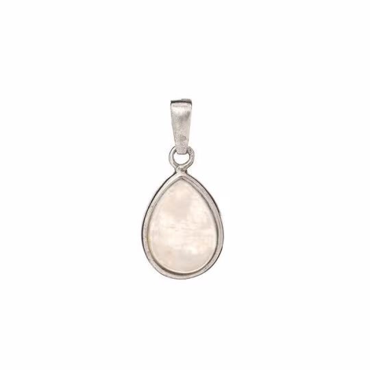 Moonstone drop pendant, rhodium-plated 925 silver, diameter 1.2x1.5+0.8 cm