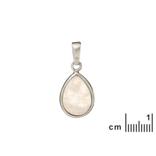 Pendentif goutte en pierre de lune, argent 925 rhodié, diamètre 1,2x1,5+0,8 cm