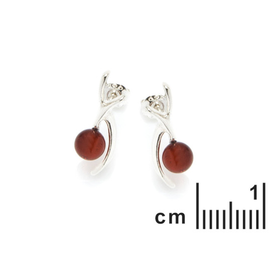 Clous d'oreilles en ambre cognac de la mer Baltique boule, en argent 925 rhodié