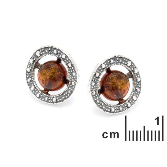 Orecchini in ambra cognac del Mar Baltico in argento 925 invecchiato