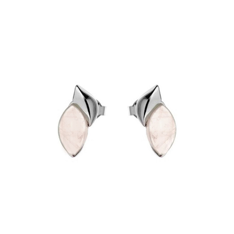 Clous d'oreilles en quartz rose naturel, en argent 925 rhodié
