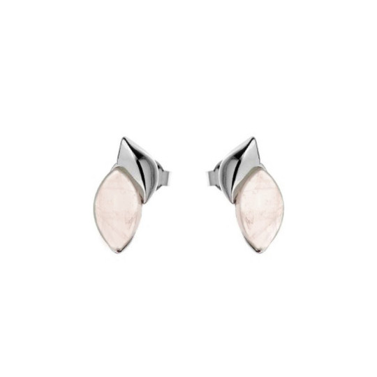 Clous d'oreilles en quartz rose naturel, en argent 925 rhodié