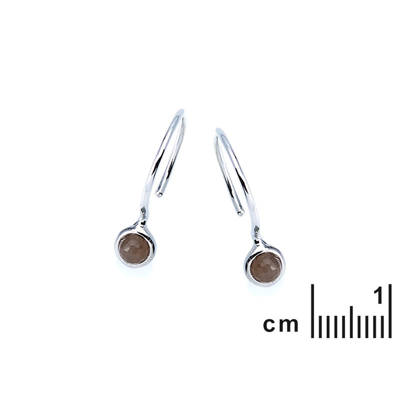 Pink moonstone ball drop earrings, rhodium-plated 925 silver