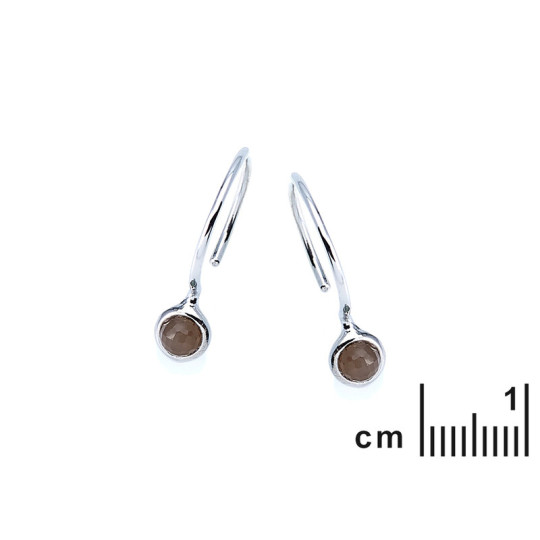 Pink moonstone ball drop earrings, rhodium-plated 925 silver