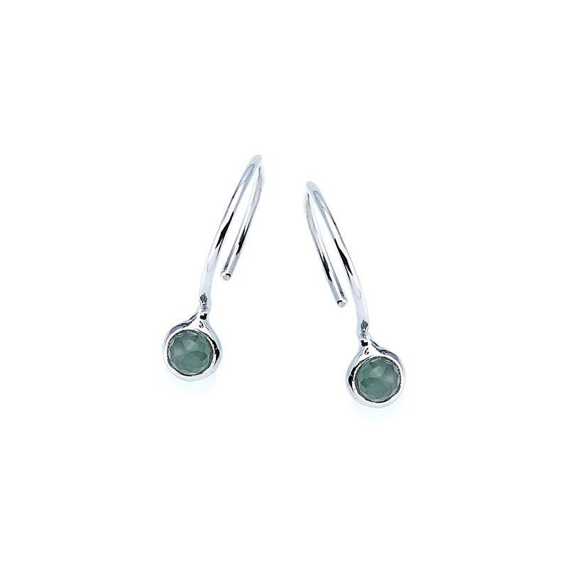 Pendientes de bola de aventurina verde, en plata 925 rodiada.