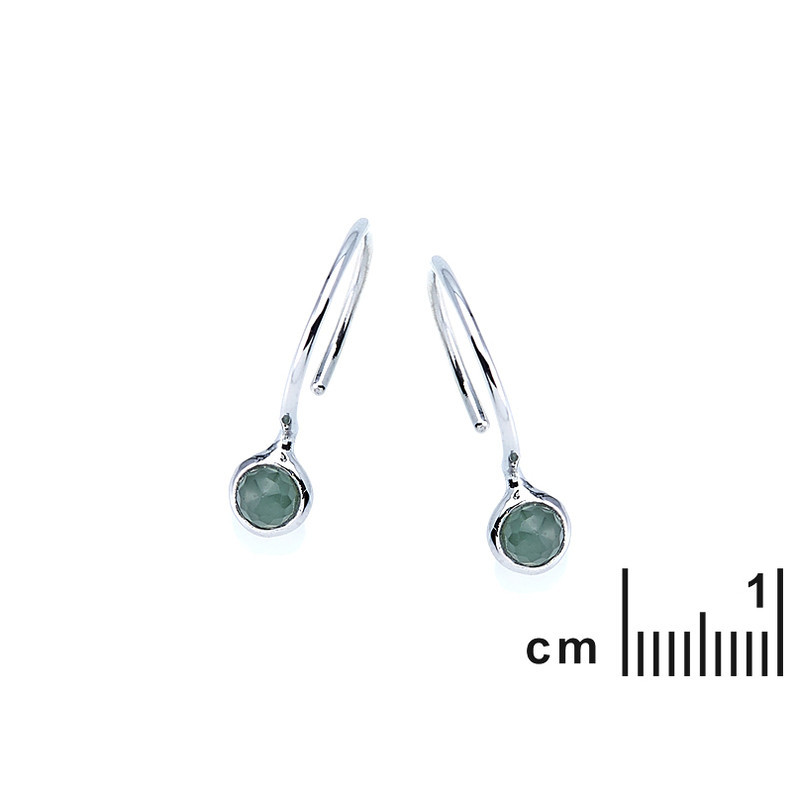Pendientes de bola de aventurina verde, en plata 925 rodiada.