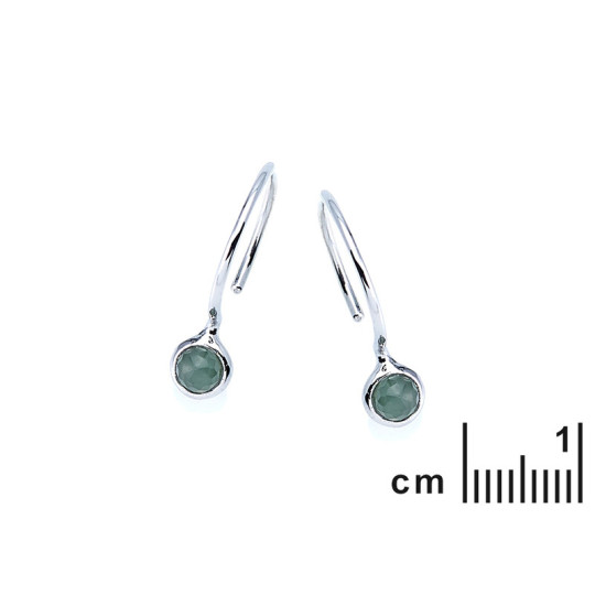 Pendientes de bola de aventurina verde, en plata 925 rodiada.