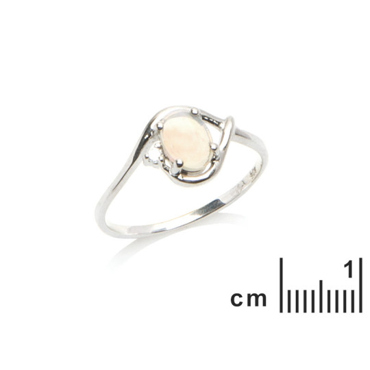 Anello ovale in opale e ossido di zirconio, in argento 925 rodiato