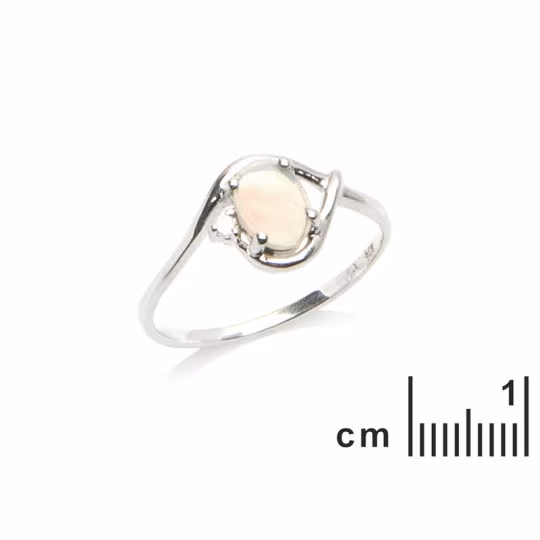 Ovaler Opal- und Zirkonoxidring, in rhodiniertem 925er Silber