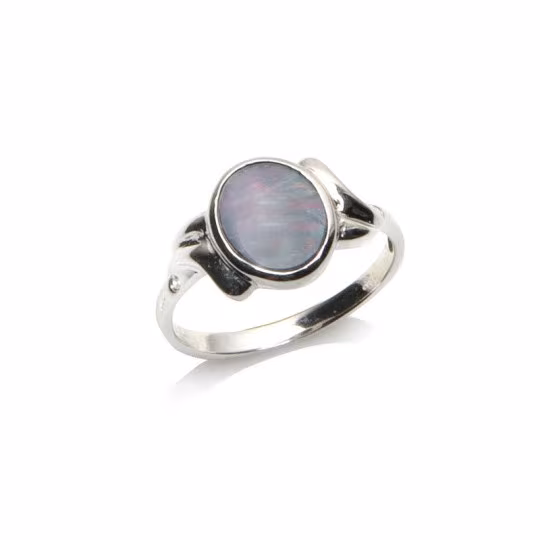 Anello in opale blu australiano naturale in argento 925 rodiato