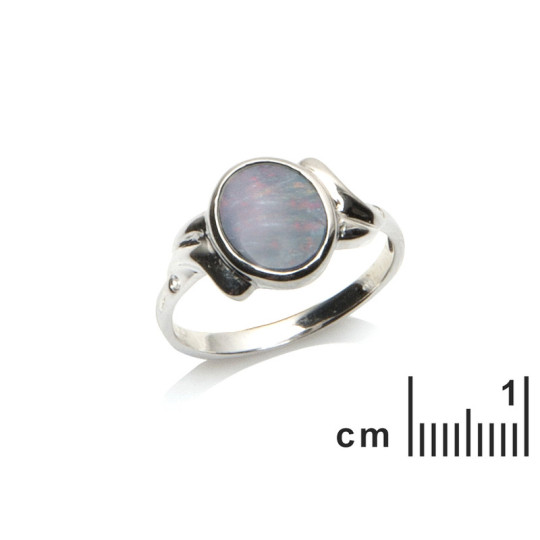 Bague en opale doublet bleue naturelle d'Australie ovale, en argent 925 rhodié