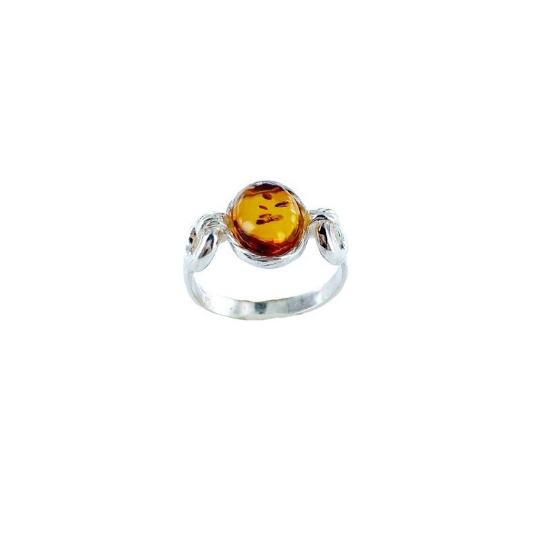 Bague en ambre cognac naturel de la mer Baltique ovale, en argent 925