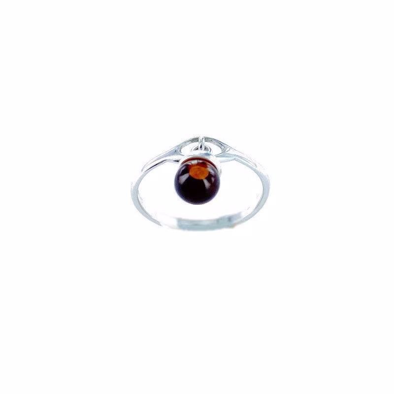 Bague en ambre cognac de la mer Baltique boule, en argent 925