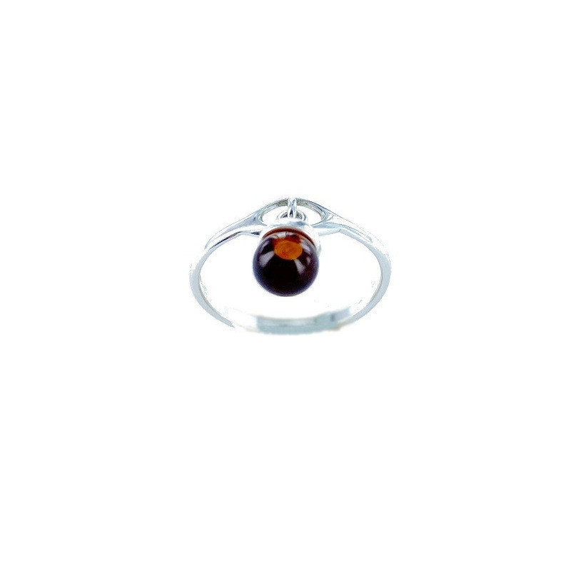 Ostsee-Bernsteinring Cognac, Kugel, 925 Silber