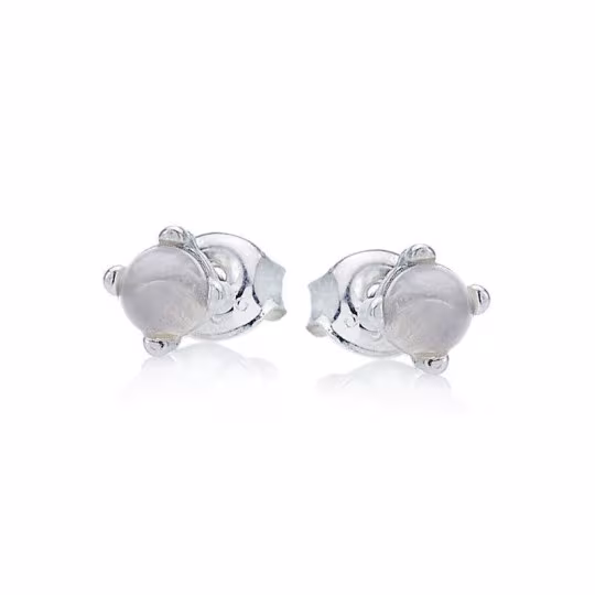 Clous d'oreilles en pierre de lune blanche ronde, en argent 925 rhodié