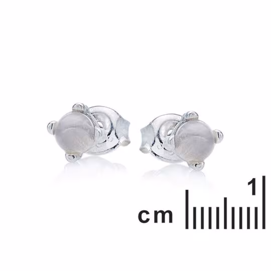 Clous d'oreilles en pierre de lune blanche ronde, en argent 925 rhodié