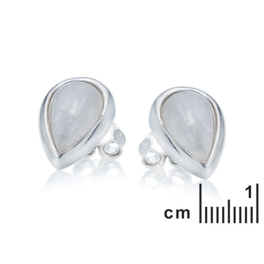 White moonstone drop earrings, rhodium-plated 925 silver