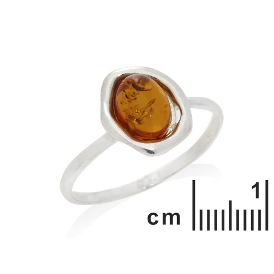Bague en ambre cognac de la mer Baltique ovale, en argent 925