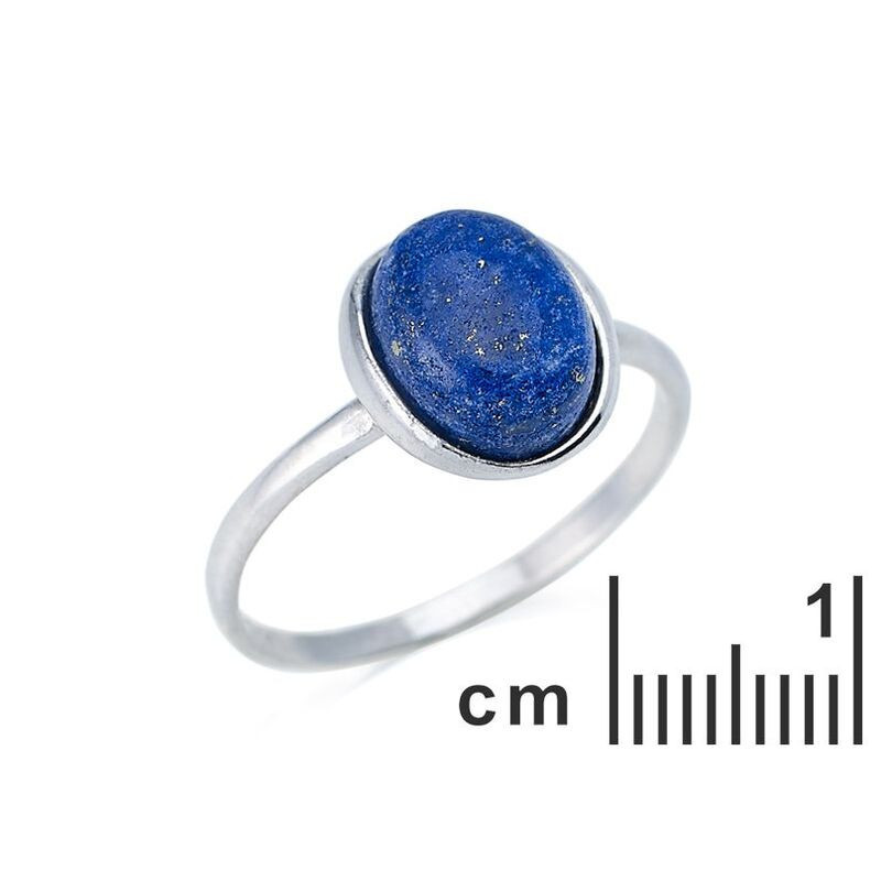 Ovaler Ring aus natürlichem blauem Lapislazuli, rhodiniertes 925er Silber