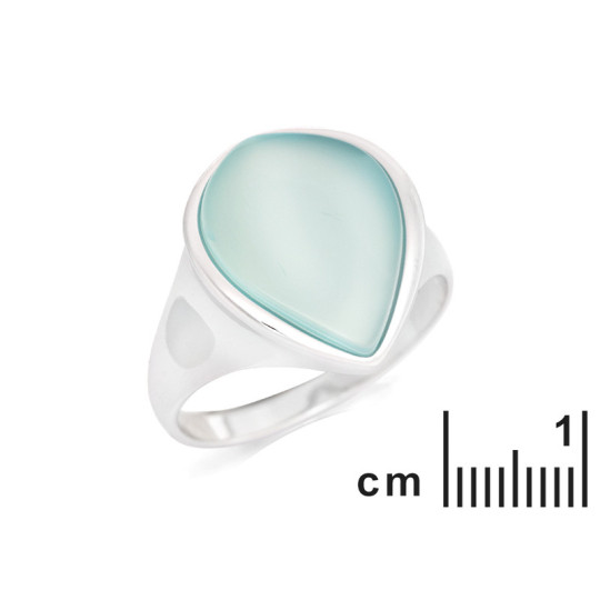 Irregular natural blue agate ring, rhodium-plated 925 silver