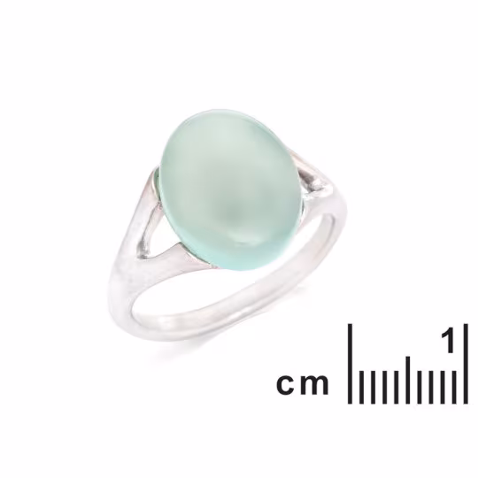 Bague en agate bleue naturelle ovale, en argent 925 rhodié