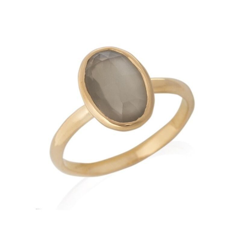 Anello ovale in pietra di luna bianca naturale, dorato 925 placcato oro