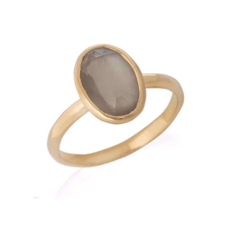 Oval Natural White Moonstone Ring, Gold Plated 925 gold plated